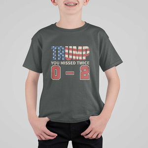 Trump Supporter T Shirt For Kid Trump You Missed Twice 0 2 American Flag Vintage Political TS11 Dark Heather Print Your Wear