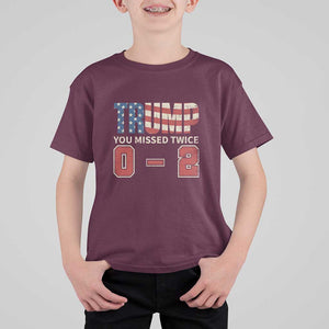 Trump Supporter T Shirt For Kid Trump You Missed Twice 0 2 American Flag Vintage Political TS11 Maroon Print Your Wear