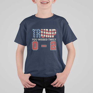 Trump Supporter T Shirt For Kid Trump You Missed Twice 0 2 American Flag Vintage Political TS11 Navy Print Your Wear