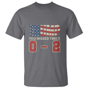 Trump Supporter T Shirt Trump You Missed Twice 0 2 American Flag Vintage Political TS11 Charcoal Print Your Wear