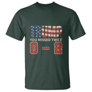 Trump Supporter T Shirt Trump You Missed Twice 0 2 American Flag Vintage Political TS11 Dark Forest Green Print Your Wear