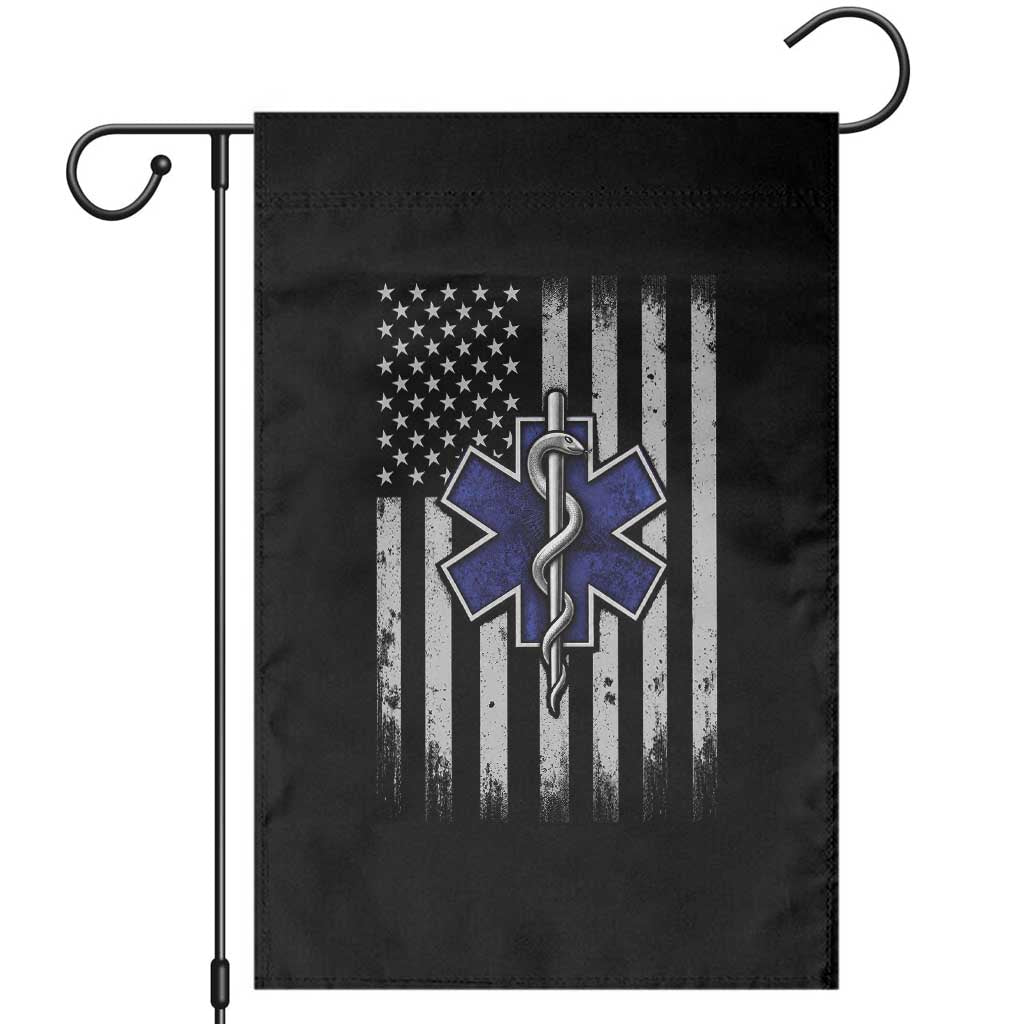 Patriotic EMS EMT Star of Life Garden Flag Vintage Paramedic American Flag Emergency First Responders