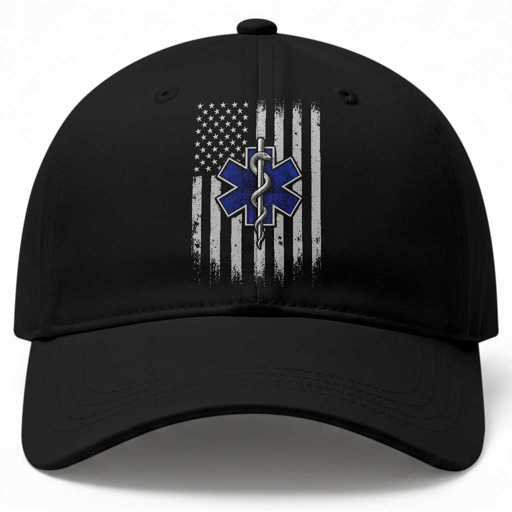 Patriotic EMS EMT Star of Life Baseball Cap Vintage Paramedic American Flag Emergency First Responders