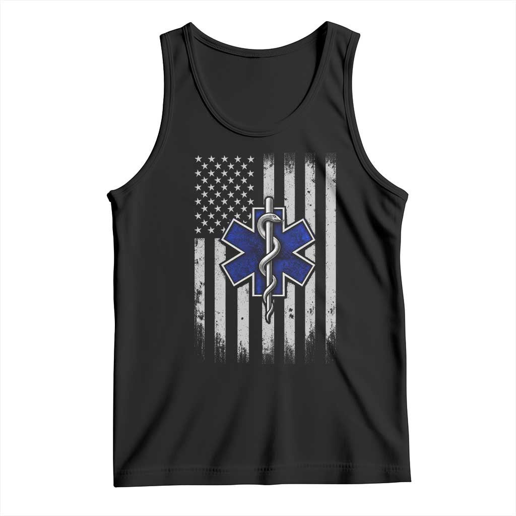 Patriotic EMS EMT Star of Life Tank Top Vintage Paramedic American Flag Emergency First Responders