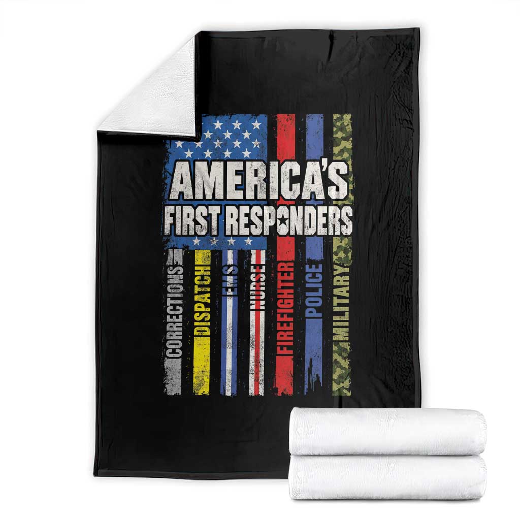 Americas First Responders Throw Blanket Corrections Dispatch EMS Nurse Firefighter Police Military US Flag