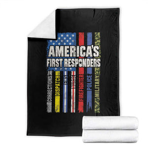 Americas First Responders Throw Blanket Corrections Dispatch EMS Nurse Firefighter Police Military US Flag