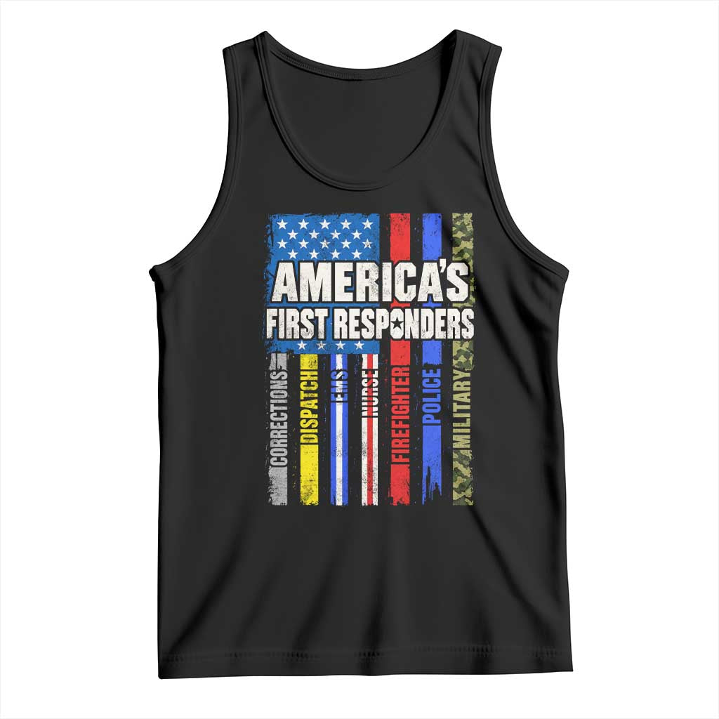 Americas First Responders Tank Top Corrections Dispatch EMS Nurse Firefighter Police Military US Flag