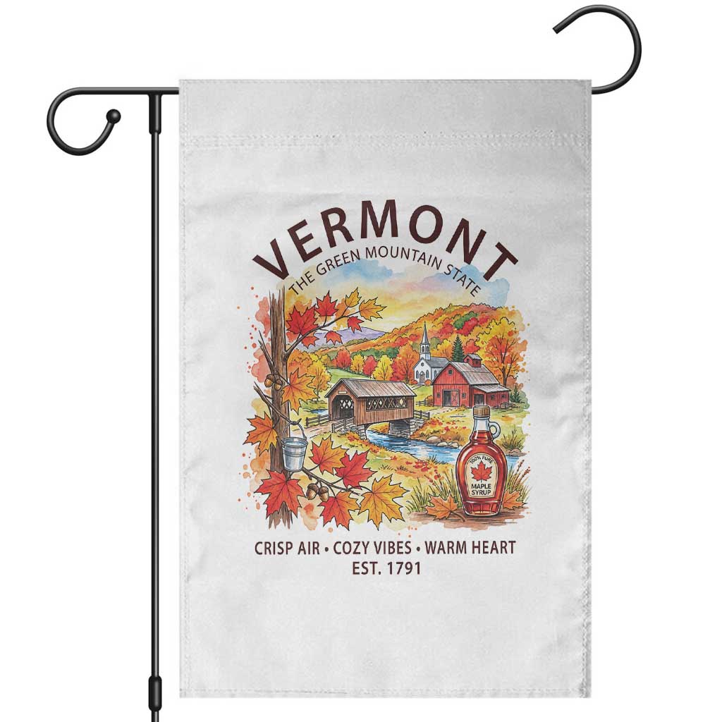 Vermont Fall Foliage Garden Flag The Green Mountain State Est 1791 Crisp Air Cozy Vibes Warm Heart