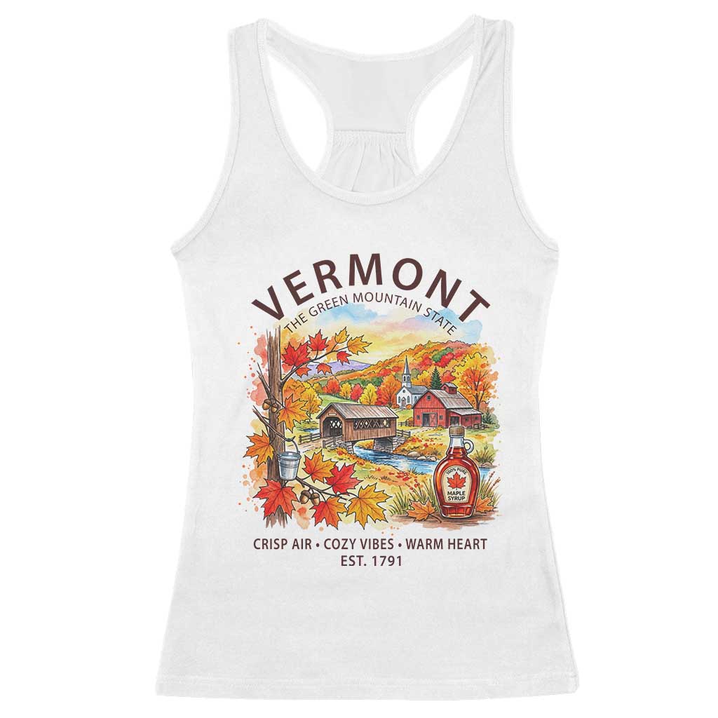 Vermont Fall Foliage Racerback Tank Top The Green Mountain State Est 1791 Crisp Air Cozy Vibes Warm Heart