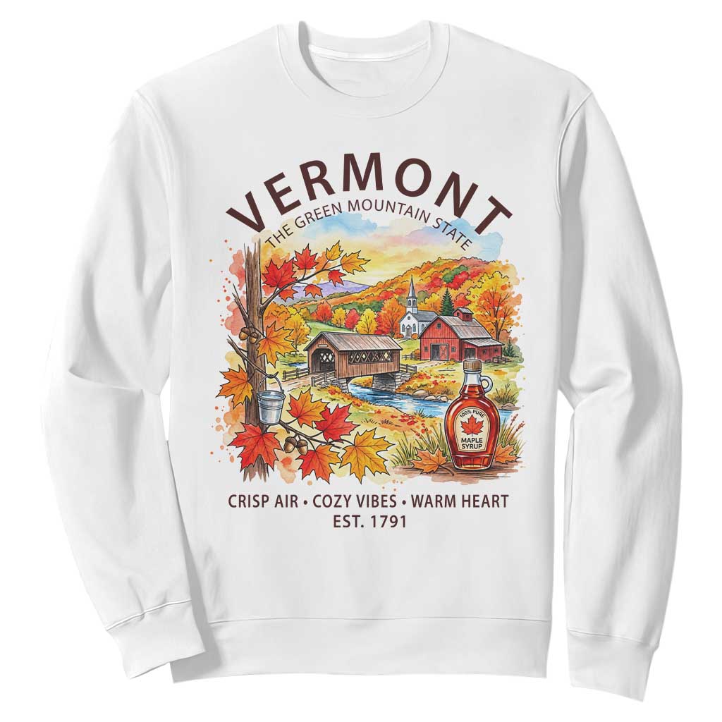 Vermont Fall Foliage Sweatshirt The Green Mountain State Est 1791 Crisp Air Cozy Vibes Warm Heart