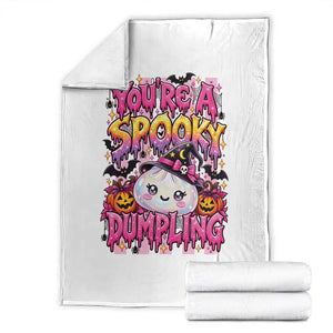 You Are A Spooky Dumpling Halloween Throw Blanket Kawaii Glitter Dim Sum Food Squishy
