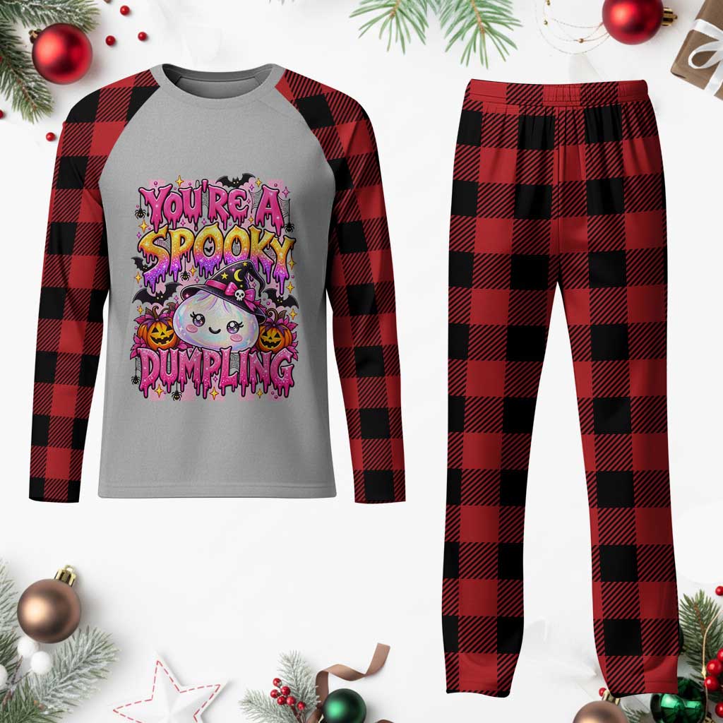 You Are A Spooky Dumpling Halloween Plaid Pajama Set Kawaii Glitter Dim Sum Food Squishy