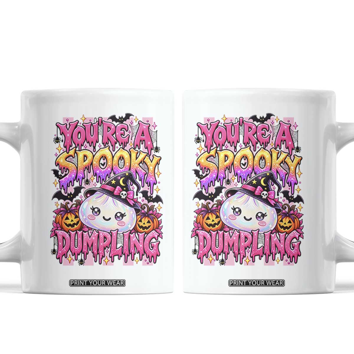 You Are A Spooky Dumpling Halloween Coffee Mug Kawaii Glitter Dim Sum Food Squishy