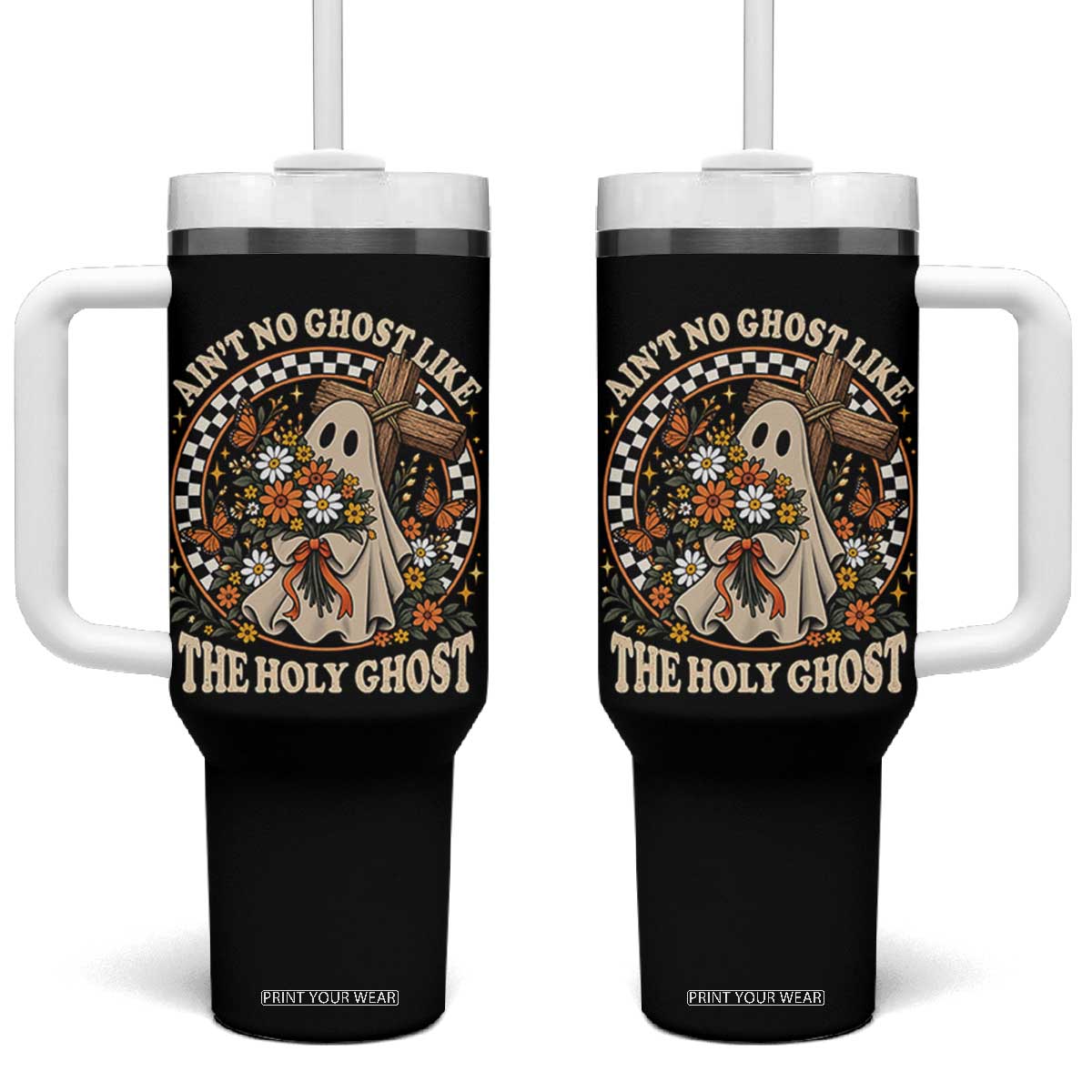 Aint No Ghost Like The Holy Ghost Tumbler With Handle Funny Christian Halloween