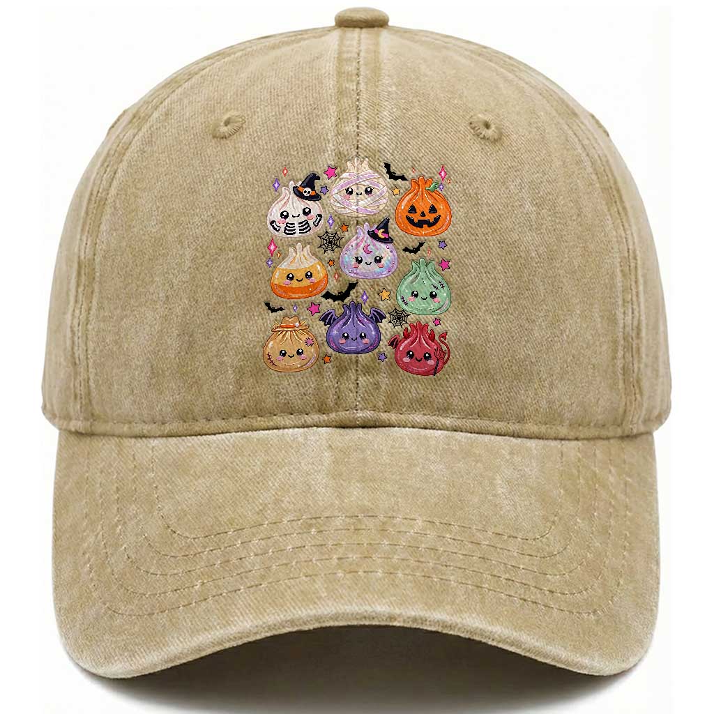 Glitter Dumpling Halloween Washed Cotton Baseball Cap Kawaii Food Squishy Dim Sum
