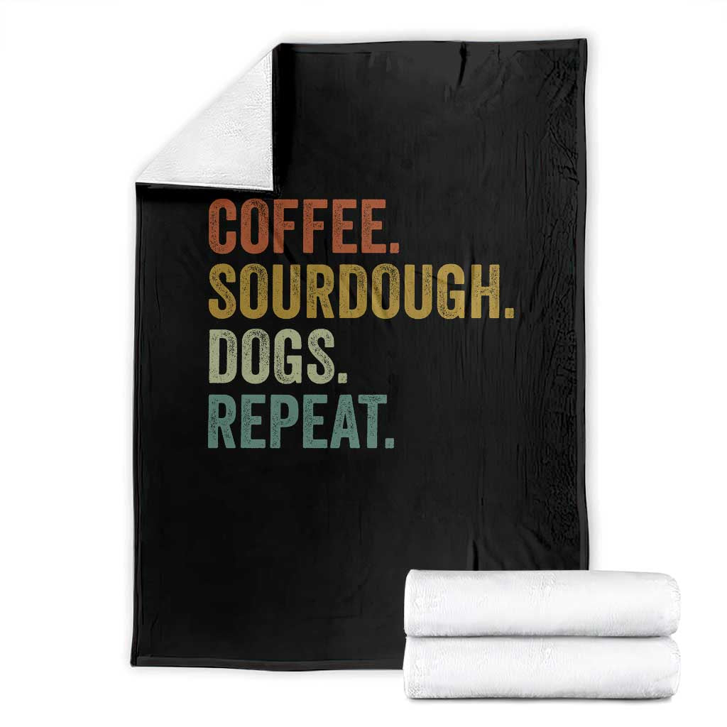 Coffee Sourdough Dogs Repeat Throw Blanket Funny Baker Bread Making