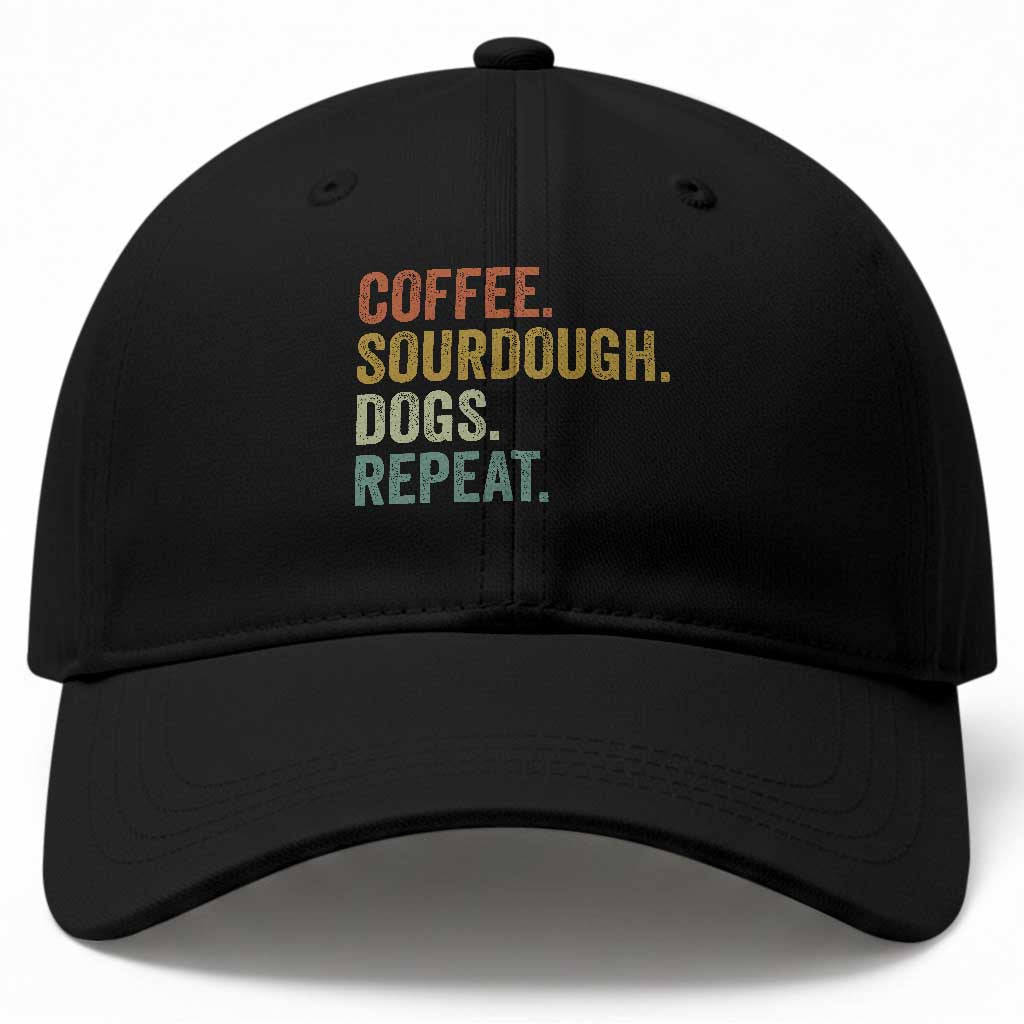 Coffee Sourdough Dogs Repeat Baseball Cap Funny Baker Bread Making