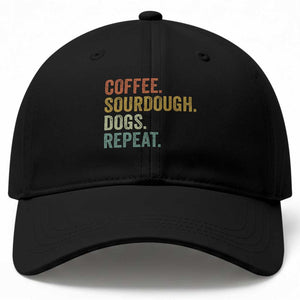 Coffee Sourdough Dogs Repeat Baseball Cap Funny Baker Bread Making