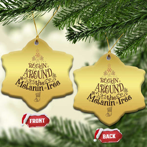 Christmas African American Christmas Ornament Rockin' Around The Melanin Tree Xmas TS11 Snow Flake Gold Print Your Wear