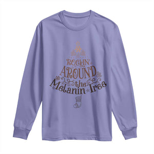 Christmas African American Long Sleeve Shirt Rockin' Around The Melanin Tree Xmas TS11 Violet Print Your Wear