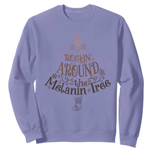 Christmas African American Sweatshirt Rockin' Around The Melanin Tree Xmas TS11 Violet Print Your Wear