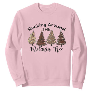 Christmas African American Sweatshirt Rocking Around The Melanin Tree Xmas Tree TS11 Light Pink Print Your Wear