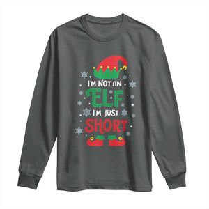 Funny Christmas Elf Long Sleeve Shirt I'm Not An Elf I'm Just Short Snowflakes TS11 Dark Heather Print Your Wear