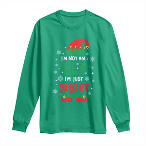 Funny Christmas Elf Long Sleeve Shirt I'm Not An Elf I'm Just Short Snowflakes TS11 Irish Green Print Your Wear