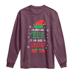 Funny Christmas Elf Long Sleeve Shirt I'm Not An Elf I'm Just Short Snowflakes TS11 Maroon Print Your Wear