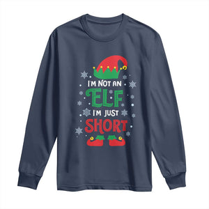 Funny Christmas Elf Long Sleeve Shirt I'm Not An Elf I'm Just Short Snowflakes TS11 Navy Print Your Wear