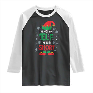Funny Christmas Elf Raglan Shirt I'm Not An Elf I'm Just Short Snowflakes TS11 Black White Print Your Wear