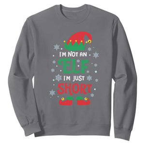 Funny Christmas Elf Sweatshirt I'm Not An Elf I'm Just Short Snowflakes TS11 Charcoal Print Your Wear