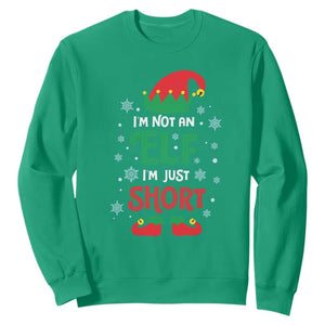 Funny Christmas Elf Sweatshirt I'm Not An Elf I'm Just Short Snowflakes TS11 Irish Green Print Your Wear