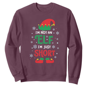 Funny Christmas Elf Sweatshirt I'm Not An Elf I'm Just Short Snowflakes TS11 Maroon Print Your Wear