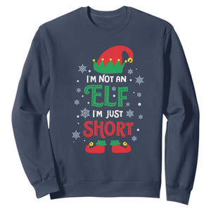 Funny Christmas Elf Sweatshirt I'm Not An Elf I'm Just Short Snowflakes TS11 Navy Print Your Wear