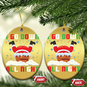 Funny Xmas Christmas Ornament I Go Down All Night Santa Chimney TS11 Oval Gold Print Your Wear