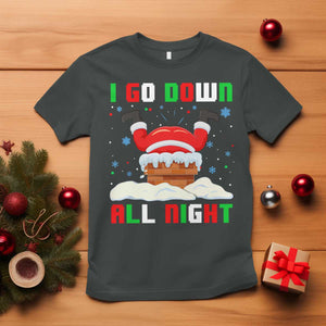 Funny Christmas T Shirt I Go Down All Night TS11 Dark Heather Print Your Wear