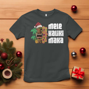 Christmas In Hawaii T Shirt Mele Kalikimaka Tiki Hibiscus Flower Santa Hat TS11 Dark Heather Print Your Wear