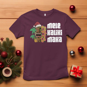 Christmas In Hawaii T Shirt Mele Kalikimaka Tiki Hibiscus Flower Santa Hat TS11 Maroon Print Your Wear