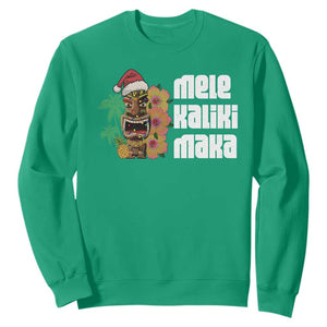 Christmas In Hawaii Sweatshirt Mele Kalikimaka Tiki Hibiscus Flower Santa Hat TS11 Irish Green Print Your Wear