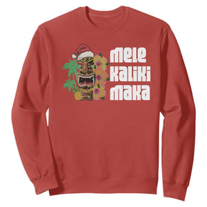 Christmas In Hawaii Sweatshirt Mele Kalikimaka Tiki Hibiscus Flower Santa Hat TS11 Red Print Your Wear