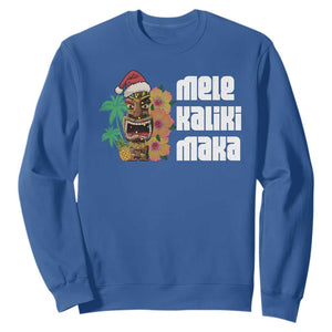 Christmas In Hawaii Sweatshirt Mele Kalikimaka Tiki Hibiscus Flower Santa Hat TS11 Royal Blue Print Your Wear