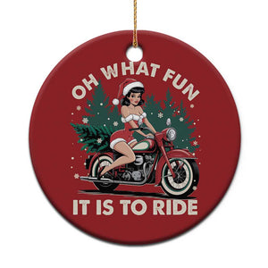 Funny Xmas Motorbike Christmas Ornament Oh What Fun It Is To Ride Female Santa Biker TS11 Print Your Wear