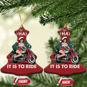 Funny Xmas Motorbike Christmas Ornament Oh What Fun It Is To Ride Female Santa Biker TS11 Christmas Tree Red Print Your Wear