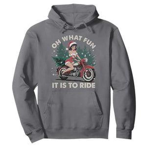 Funny Christmas Motorbike Hoodie Oh What Fun It Is To Ride Female Santa Biker TS11 Charcoal Print Your Wear