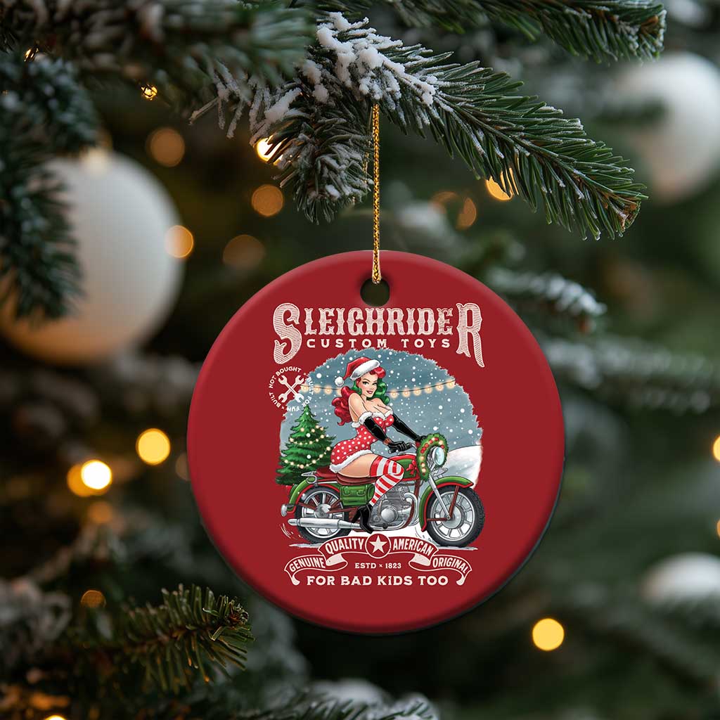 Xmas Female Santa Motorcycle Christmas Ornament Sleighrider Custom Toys For Bad Kids Too TS11 Print Your Wear