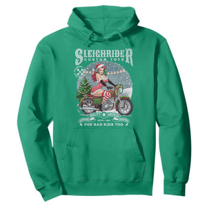 Christmas Female Santa Motorcycle Hoodie Sleighrider Custom Toys For Bad Kids Too TS11 Irish Green Print Your Wear