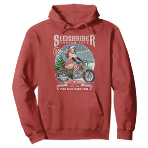 Christmas Female Santa Motorcycle Hoodie Sleighrider Custom Toys For Bad Kids Too TS11 Red Print Your Wear