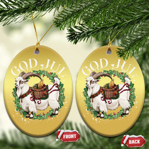 God Jul Christmas Ornament Yule Goat Xmas Wreath Winter Solstice TS11 Oval Gold Print Your Wear