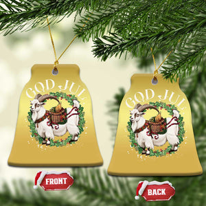 God Jul Christmas Ornament Yule Goat Xmas Wreath Winter Solstice TS11 Bell Flake Gold Print Your Wear